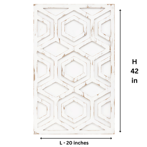 Décoration murale artisanale en bois sculpté, panneau mural rectangulaire, finition blanche, décoration artistique pour salon, entrée, hall - Product Image 6