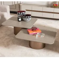 Table basse rectangulaire Michael Amini Canberra en frêne clair avec étagère inférieure