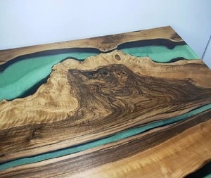 Thiết Kế Hơn Bán Buôn Phổ Biến Bán Sống Cạnh Epoxy Nước Rắn Óc Chó Sang Trọng Sông Đại Dương Gỗ Ăn Uống Bảng Nhựa - Product Image 2