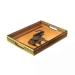 Bandeja de servicio de tablero de MDF de estilo americano con asa, forma rectangular, diseño moderno, respetuoso con el medio ambiente, Apto para lavavajillas, uso en fiestas - Product Image 4