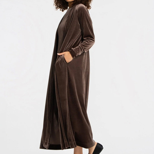 Bata de dormir de algodón y bambú para mujer, suave, de terciopelo, pijama de manga larga para mujer, ropa de estar sostenible para mujer - Product Image 1