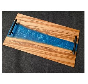 ถาดเสิร์ฟไม้และเรซิ่นสำหรับอาหารเช้าถาดเสิร์ฟพร้อมด้ามจับโลหะถาดเสิร์ฟไม้เรซินแบบเรียบง่าย - Product Image 6