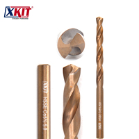 Jeu de forets hélicoïdaux XKIT TOOLS en acier rapide HSS M35 plaqué or, 5,0 mm (norme DIN338), haute performance, 5 % de cobalt, point de rupture à 135 degrés