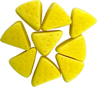 Bonbons gélifiés fantaisie au goût de fromage en forme de cube doré de qualité supérieure, 50g en sachet