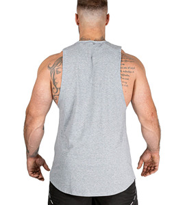 Vente en gros de t-shirts gris athlétiques en coton personnalisés pour la course à pied sans manches, débardeur de gym pour hommes - Product Image 2