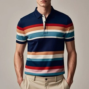 2025 été nouveau hommes tricoté rayure à manches courtes POLO confortable et Cool décontracté mode T-shirt - Product Image 5