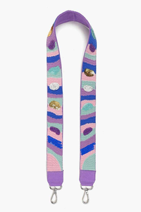 Beaded <b>Belts</b> with Embroidery Seed Design Golden White Colour Custom Length Guitar Straps <b>Star</b> Purse Fashion Accessories - Product Image 2