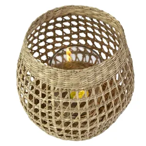 Bougeoirs en jonc de mer naturel de haute qualité lanternes et bocaux à bougies conceptions OEM lanterne en bambou personnalisée décor maison à la main - Product Image 6