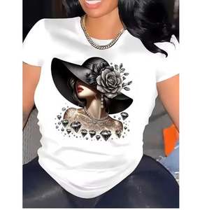 เสื้อยืดพิมพ์ลายแขนสั้นผ้าฝ้ายหนา240กรัมสำหรับผู้หญิงผ้าคอตตอน100% - Product Image 1