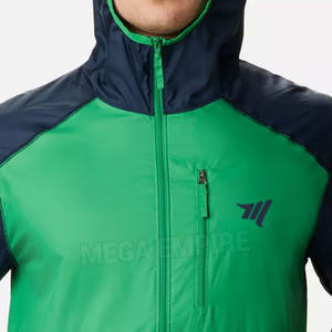 Chaqueta cortavientos ligera de invierno para hombre, alta calidad, dos tonos, cremallera, cuello levantado, logotipo frontal, servicio OEM disponible - Product Image 4