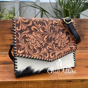 2025 New Texture Light Luxury Hair On Cowhide Women's Handbag Hand Tooled Leather Fashionable and Versatile Single Crossbody Bag - Product Image 1