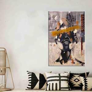 Modern Printed Canvas Artwork: Elegant Woman Face <b>Painting</b> Decor,Gallery Wrapped - Product Image 1