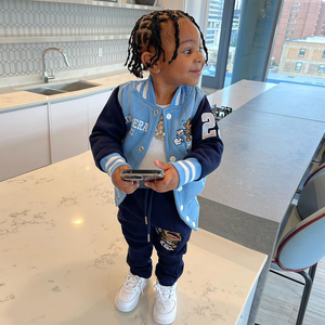 Ensemble Sportif Deux Pièces Unisexe Enfant Streetwear : Veste Universitaire & Jogging, Survêtement Molleton Doublé à Capuche Personnalisable pour Tout-Petits et Enfants - Product Image 1
