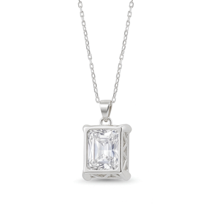 Collier pendentif SHREYA DIAM en moissanite taille radiant, argent 925 plaqué rhodium, sertissage griffe, style classique, chaîne maille forçat, unisexe - Product Image 3