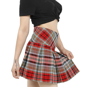 Casual <b>Tartan</b> <b>Skirt</b> with Sequined Decoration Natural Waistline Breathable and Plain Dyed Cotton <b>Skirts</b> - Product Image 3