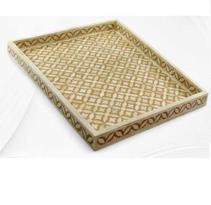Bandeja de Madera para Servir Alimentos con Diseño Exclusivo para Decoración de Mesa de Bodas y Fiestas, Diseño con Incrustaciones de Hueso - Product Image 6