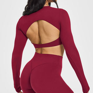 Conjunto de Yoga de manga larga para mujer, éxito de ventas al por mayor, conjunto de Yoga de fitness de compresión con logotipo personalizado, conjunto de Yoga de manga larga para mujer - Product Image 3