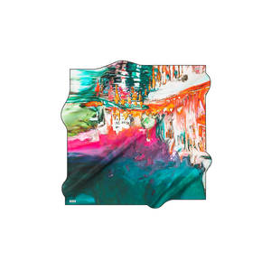 Pañuelo Cuadrado de Seda Twill Turquesa con Diseño de Pinceladas - Product Image 1