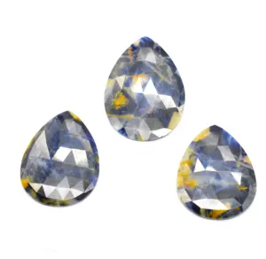 蓝宝石刻面玫瑰切割刻面凸圆形天然宝石套装蓝宝石刻面平背宝石用于珠宝制作。