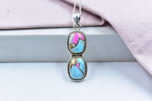 Collier pendentif dahlia de barbe à papa fait main pour femmes et filles chaîne réglable en argent sterling plaqué rhodium - Product Image 4