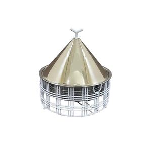 Elegant Premium Quality Handmade Casserole White Metal Food Warmer Stand with Gold Lid High Quality Hot <b>Pot</b> Server - Product Image 1