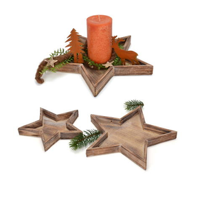 Bandeja de Madera en Forma de Estrella, Portavelas, Bandeja de Madera, 3 Piezas en Diferentes Tamaños, Ideal para Fiestas - Product Image 1
