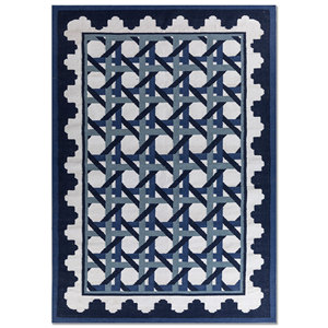 Alfombra Grande de Lana Azul Alhambra 9x12, Tejido Plano para Entrada de Casa o Junto a la Cama-ADWL-13304 - Product Image 1