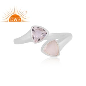 Meilleure qualité bague ajustable en argent sterling fin avec cristal de quartz et pierre de lune blanche fabricant de bijoux personnalisés - Product Image 2