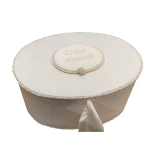Scatola portaoggetti ovale in tessuto shantung - Product Image 1