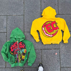 Nuevo diseño personalizado de los hombres serigrafía de gran tamaño de algodón serigrafía manga capucha Streetwear botones Sudadera con capucha 2025 - Product Image 1