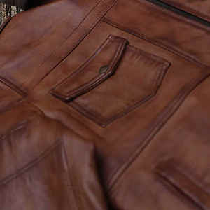 Veste en cuir à fermeture éclair décontractée pour hommes pour l'automne hiver à manches longues col montant dernier style de mode - Product Image 4