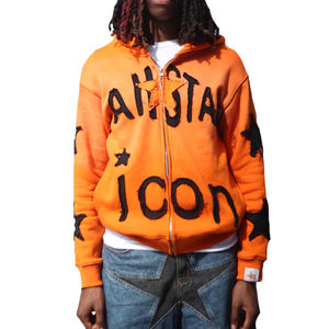 Sudadera con capucha de algodón grueso con serigrafía personalizada, jersey de invierno con lavado ácido desgastado de gran tamaño, fabricantes para hombres - Product Image 6