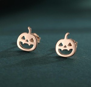 925 Sterling Silver Minimalist Carved Pumpkin Studs <b>Earrings</b> Cute Fun Quirky Jewelry Halloween Gifts For Her Nature Inspired - Product Image 3