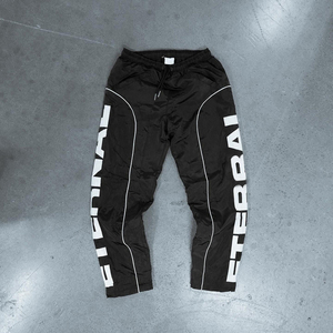 กางเกงวอร์มขายาวสำหรับผู้ชายขากว้างทำจากโพลีเอสเตอร์ & ไนลอนพร้อมเชือกสตรีทแวร์ทรงแบ็กกี้พิมพ์ลายหน้าจอตัวอักษร - Product Image 2