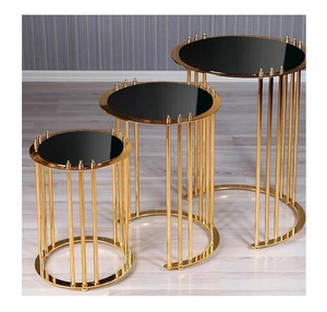 סט של 3 קינון צד שולחן לסלון מקסים Classy עיצוב חדש דפוס של שולחן מלאכת פריט עם השיש למעלה - Product Image 1