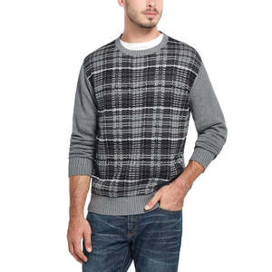 Maglione Vintage Extra Large da Uomo in Cashmere Grigio a Quadri, Resistente alle Intemperie, Lavorato a Maglia con Decorazioni Stampate e Logo per Inverno e Primavera - Product Image 1