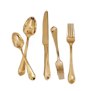 Ensemble de couverts en acier inoxydable de haute qualité avec finition dorée, parfait pour la maison et les accessoires de mariage, ustensiles de cuisine de luxe - Product Image 1