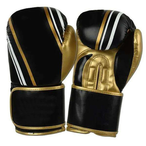Black Gold Boxing <b>Gloves</b> Leather Lace <b>Up</b> Breathable For Adults Training Gear - Product Image 1