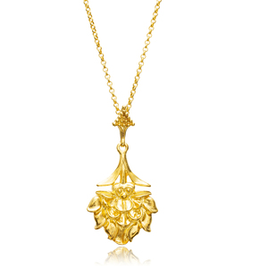 Collier à breloques en or 22 carats avec motif de lotus antique Vente en gros de bijoux en argent sterling 925 faits à la main en Turquie - Product Image 4