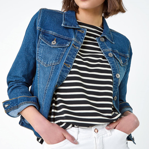 Chaquetas Vaqueras de Mezclilla para Mujer con Marca y Logotipo Personalizados, Chaqueta Vaquera de Mezclilla Lavada al Ácido, Precio al por Mayor, Chaqueta Vaquera para Mujer - Product Image 5