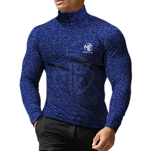 Stylish Everyday Pullover Stretch Material High Collar Long Sleeve Basic Clothing <b>Men</b> <b>Turtle</b> <b>Neck</b> Shirt - Product Image 2