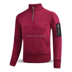Men's Lightweight Cotton Half Zip Sweatshirt High Quality Custom Pullover Crewneck Reversible Printed Rhinestone Techniques - Product Image 3
