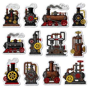 Parches Bordados Vintage con Alfabeto de Engranajes Industriales Steampunk, Insignia Retro de Locomotora de Tren para Hombre y Mujer, Insignia DIY Ecológica - Product Image 1
