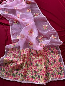 Organza de fiesta con Bordado de hilo Sari Fabricante y proveedor de Surat a tarifa completa de Surat - Product Image 3