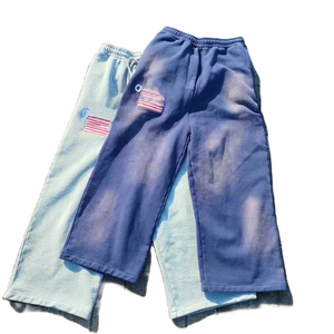 Pantalon de survêtement évasé décontracté en tissu non tissé léger avec impression par sublimation de logo personnalisé, en polyester/coton éponge - Product Image 6