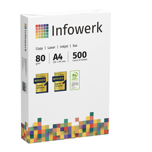 Infowerk A4 80gsm เครื่องพิมพ์พรีเมี่ยมและกระดาษถ่ายเอกสาร50000แผ่นความขาวสูง CIE160ผ่านการรับรอง pefc - Product Image 4