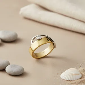 Bague pour femme en argent sterling plaqué or rose, moderne, intemporelle, élégante, avec incrustation de pierres précieuses naturelles - Cadeau - Product Image 2