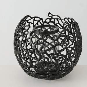 Bougie en métal fini noir-Ouragan et bougeoir en métal d'aluminium coulé - Product Image 5