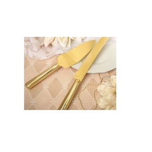 Cuchillo y servidor de latón para pastel, color dorado, pulido y brillante, el mejor precio, para fiestas de cumpleaños - Product Image 1