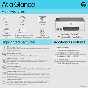เครื่องพิมพ์สี Smart Tank580 รุ่นปี 2026 พร้อมขวดหมึกดำพิเศษ 1 ขวด รับประกัน 1 ปี ขยายการรับประกัน ขาย - Product Image 5